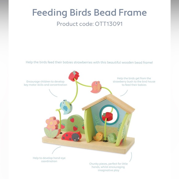 Orange Tree Toys-Feeding Birds Bead Frame Toy-NWB - Picture 1 of 10